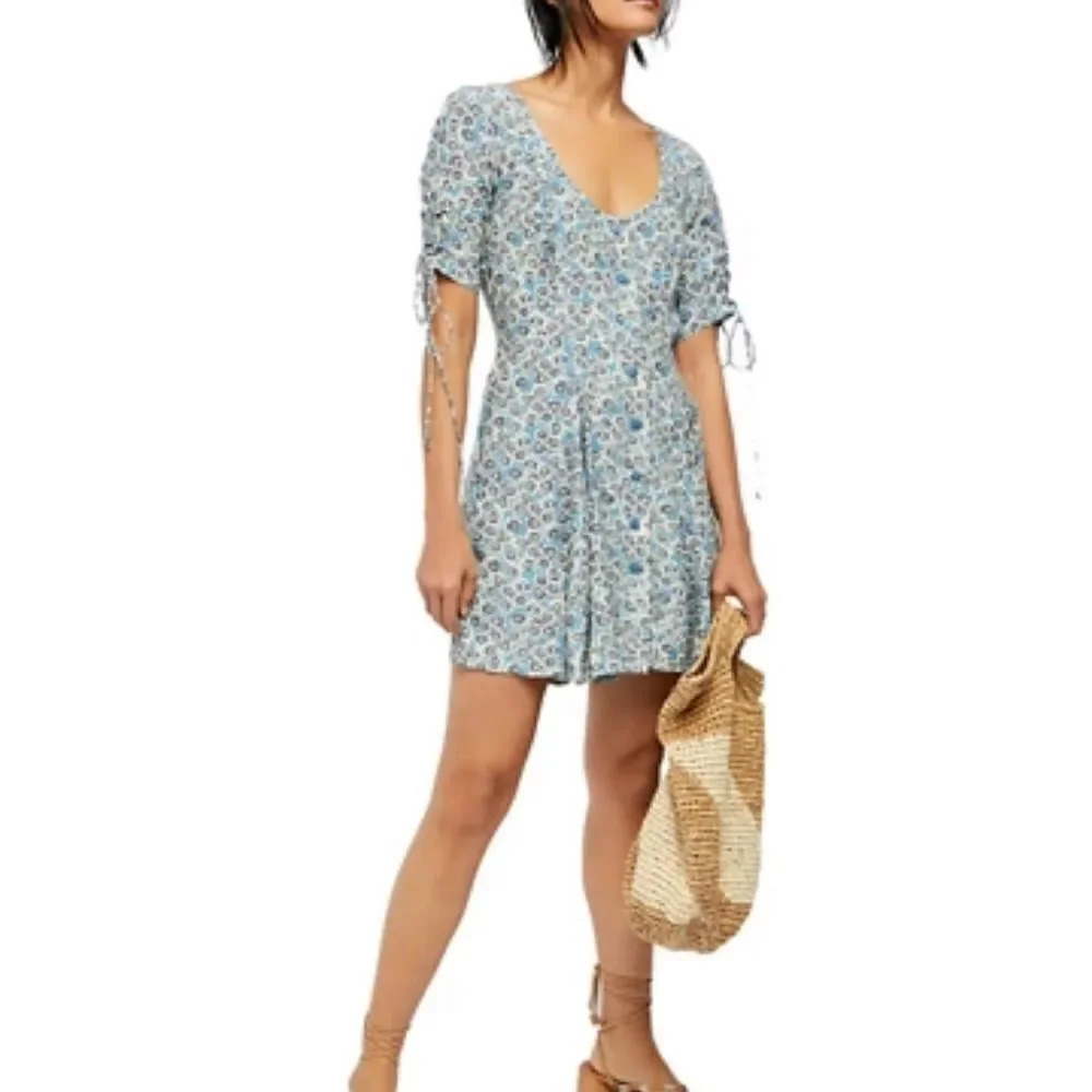 NWT Free People Laced Up on Sleeves and Back‎ Fit and Flare Mini Dress